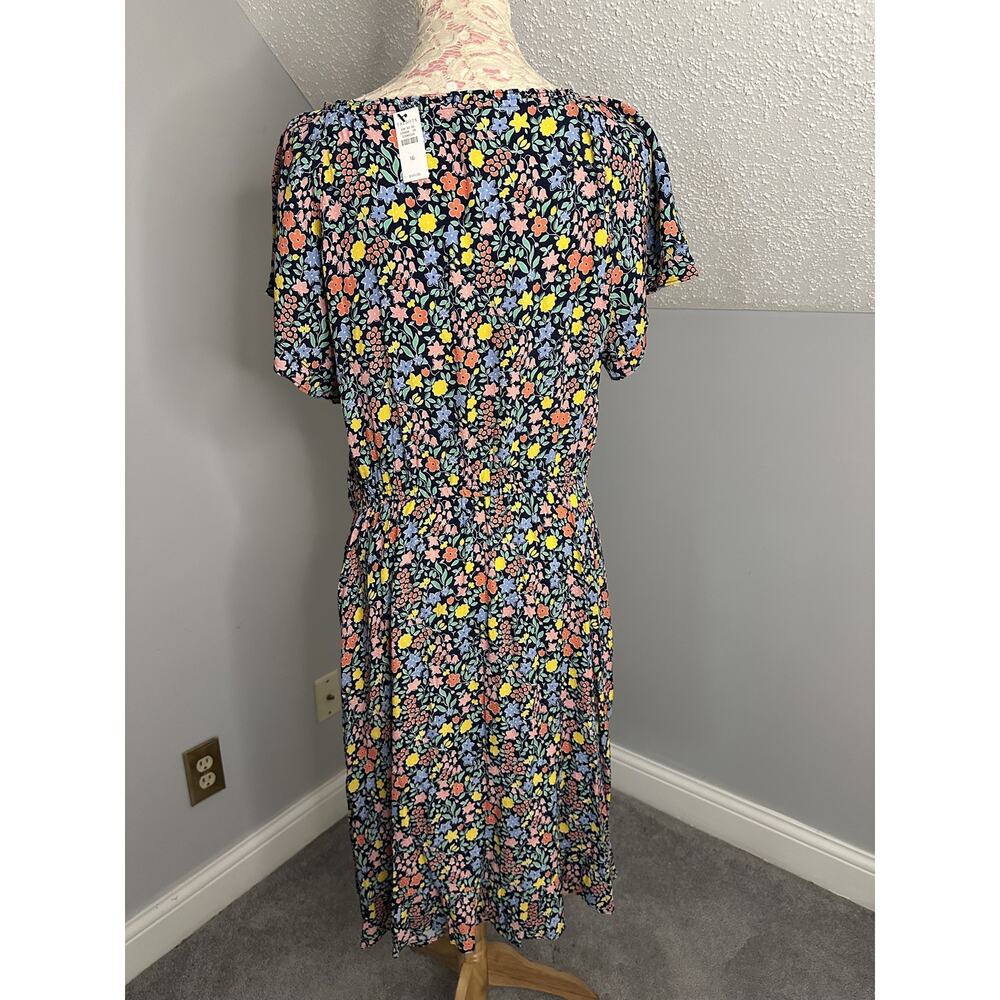 NWT Talbots Womens Ditsy Floral Colorful Dress Size 16 Flutter Sleeve Ruffle - Picture 4 of 9